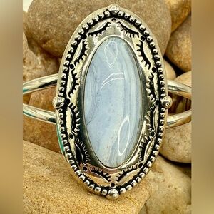 Carolyn Pollack American West Sterling Silver Blue Lace Agate Cuff 6.5”